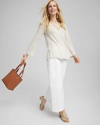 Linen Embellished V-Neck Tunic