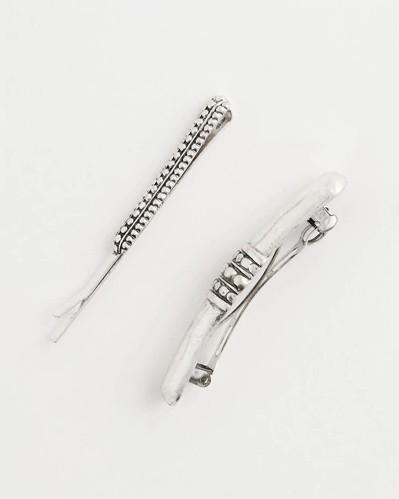 Silvertone Mixed Metal Hair Pin Set