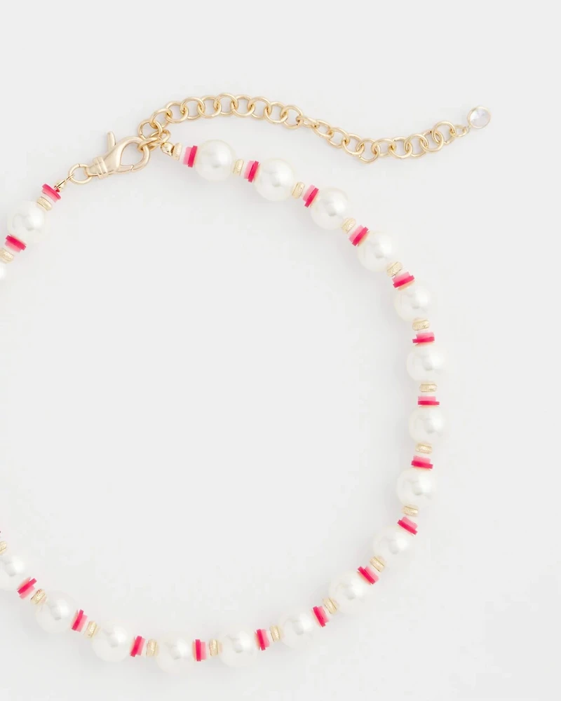Short Pearl Pink Necklace