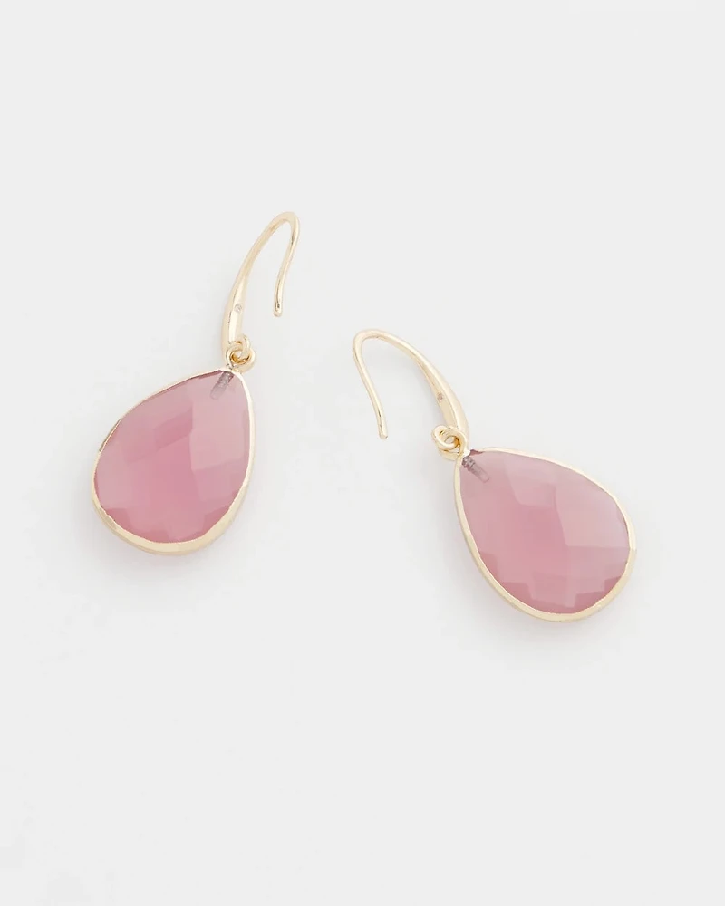 Pink Teardrop Fishwire Earrings