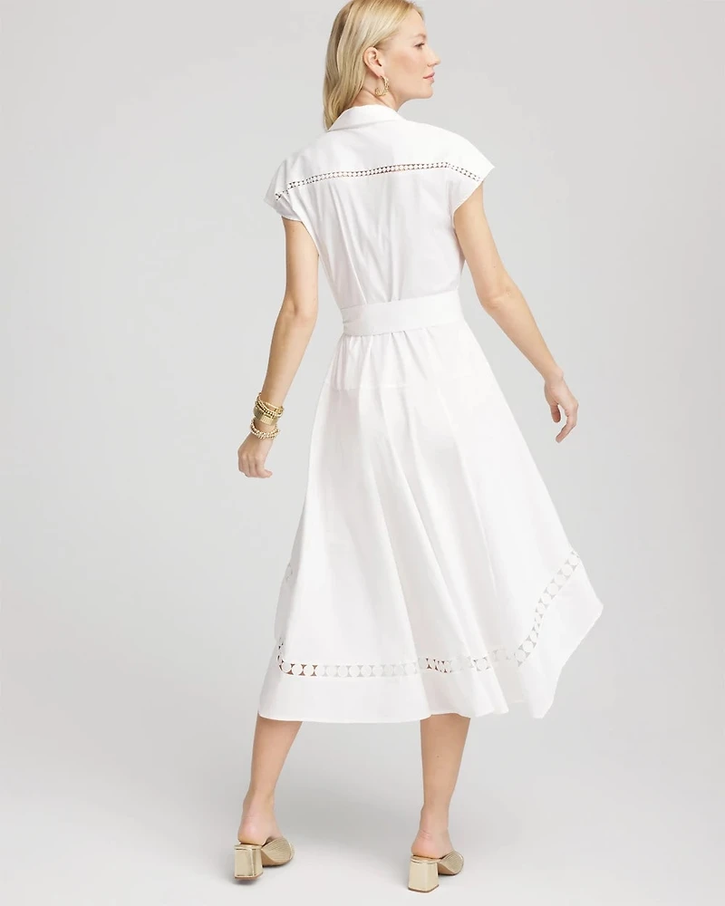 Poplin Circle Trim Maxi Shirtdress