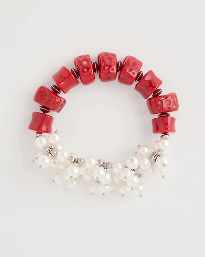 Red Resin Pearlescent Stretch Bracelet