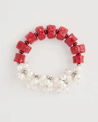 Red Resin Pearlescent Stretch Bracelet
