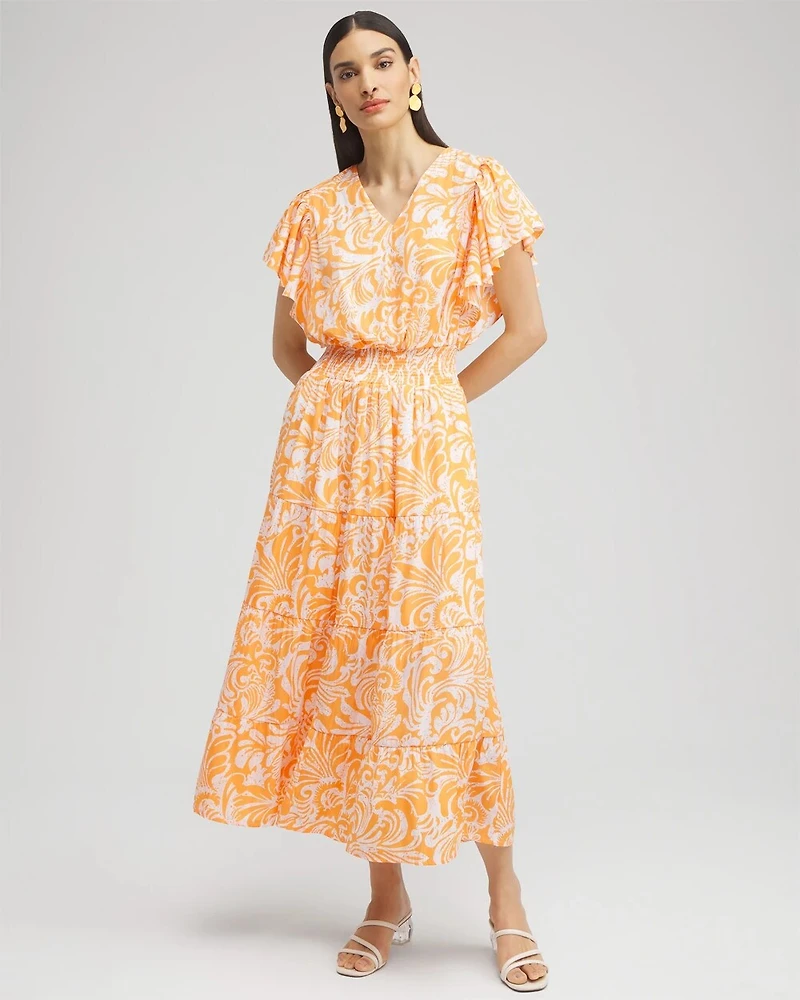 Flutter Sleeve Tiered Maxi Dress