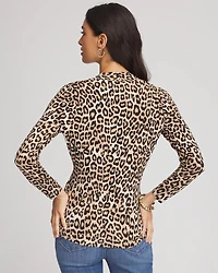 Animal Print Surplice Neck Top