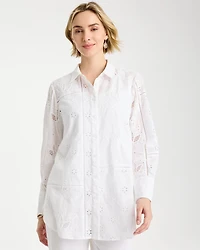 Embroidered Trapunto-Trim Tunic