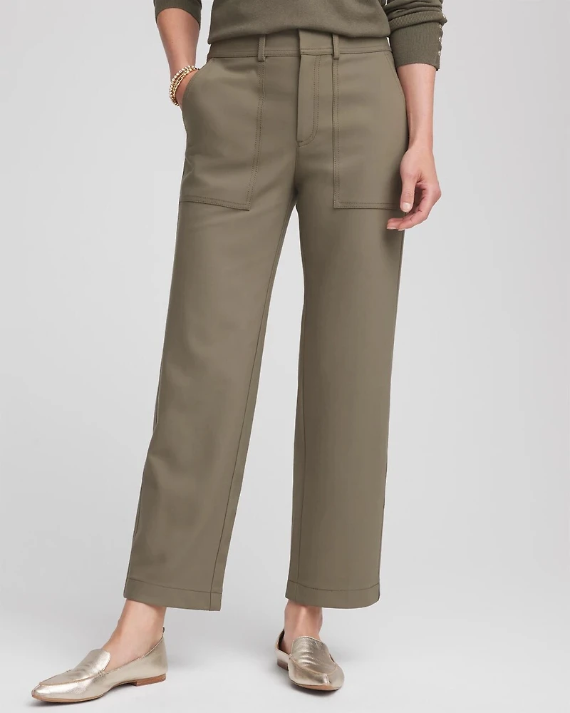 Petite Bi-Stretch Straight Ankle Pants