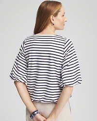 Embellished Striped Bubble Hem Top