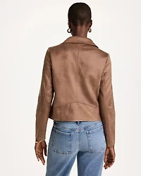 Double-Knit Suede Moto Jacket