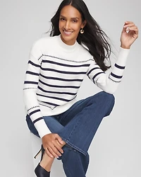 Striped Relaxed Mockneck Pullover
