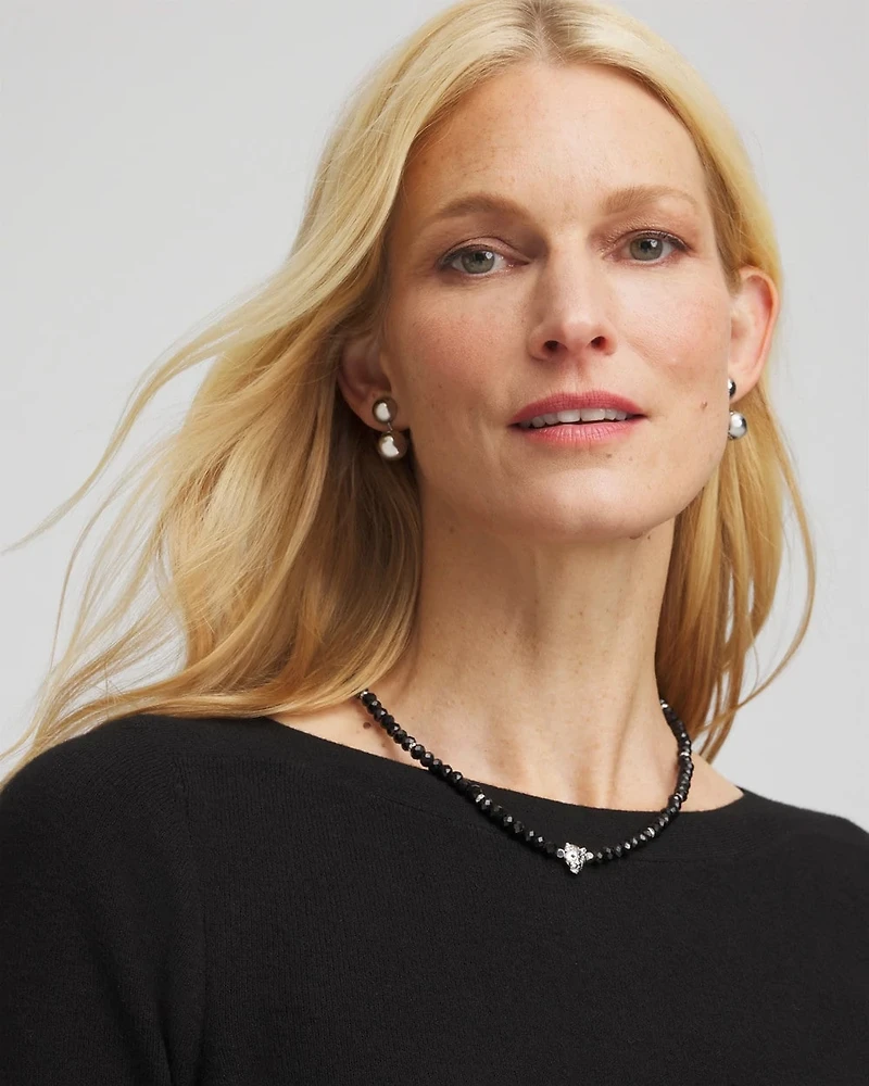 Convertible Black Bead Pendant Necklace