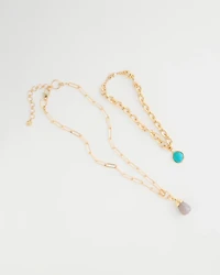 Double-Strand Blue Pendant Necklace