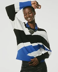 Intarsia Bateau Dolman Pullover Sweater