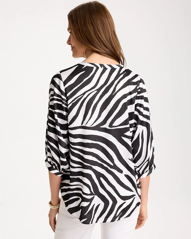 Satin Animal Print Tie-Front Top