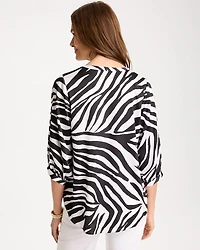 Satin Animal Print Tie-Front Top