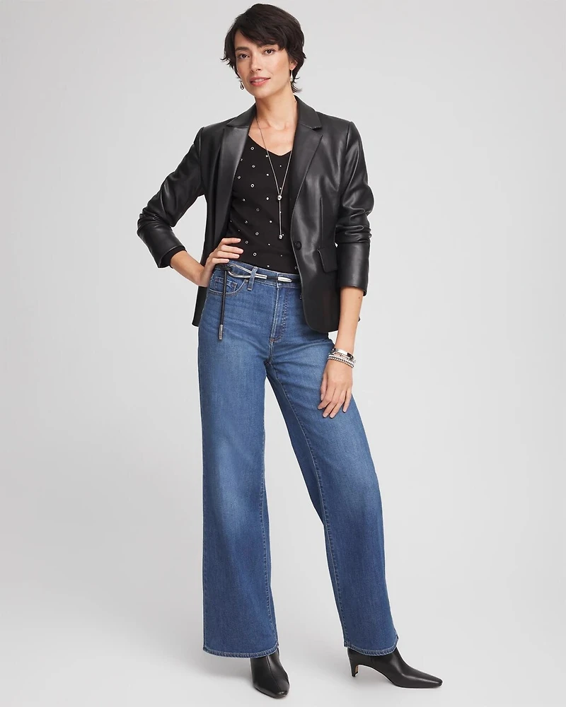 Faux Leather Peplum Blazer