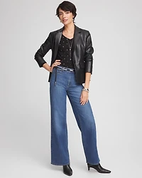 Faux Leather Peplum Blazer