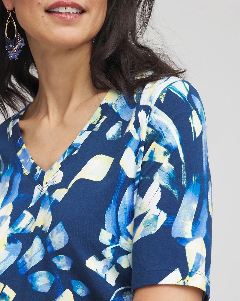 Petal Print Perfect V-Neck Tee