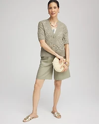 Cotton-Linen Pull-On Utility Shorts