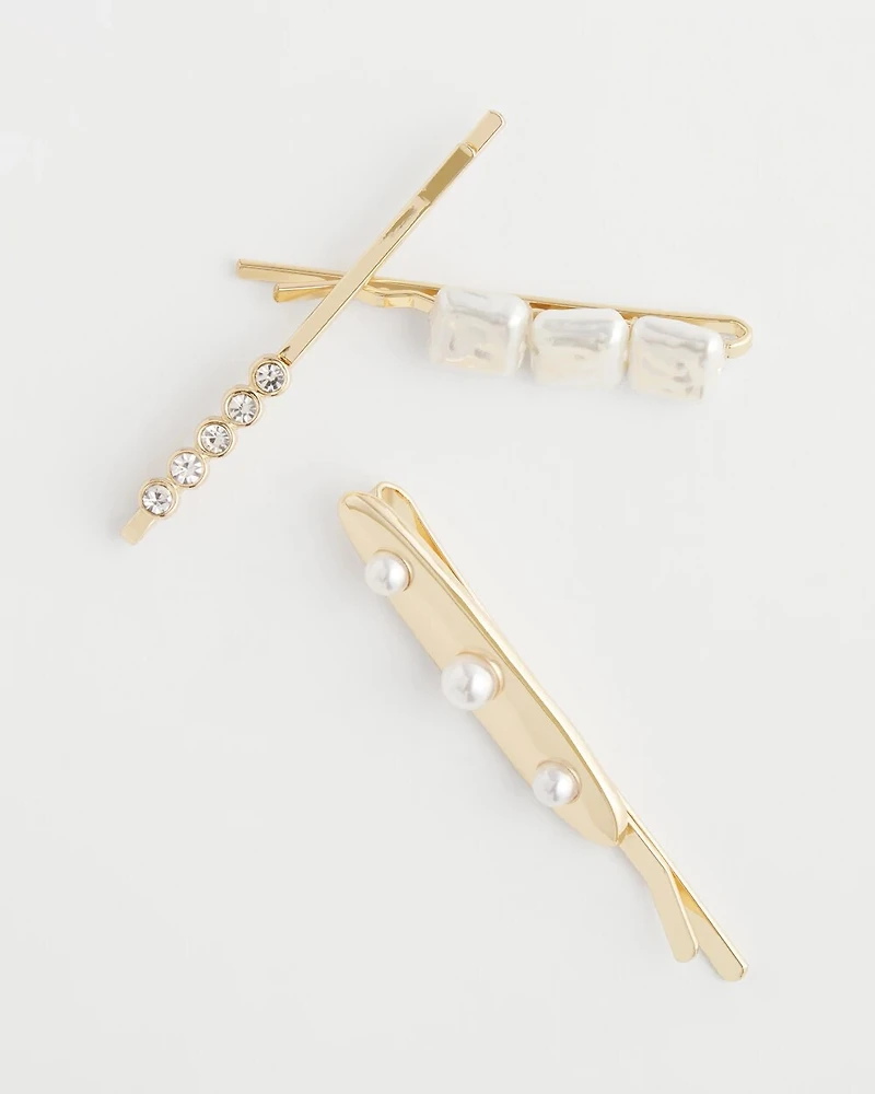 Faux Pearl Hair Pins Set of 3