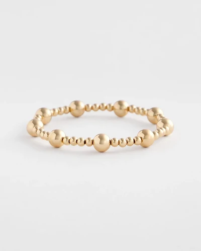 Gold-tone Medium Bead Stretch Bracelet