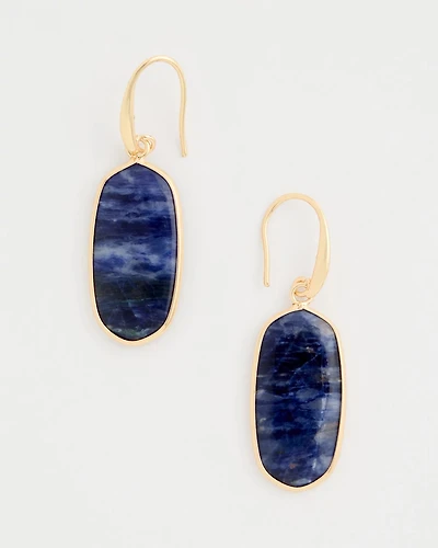 Genuine Lapis Lazuli Stone Drop Earrings
