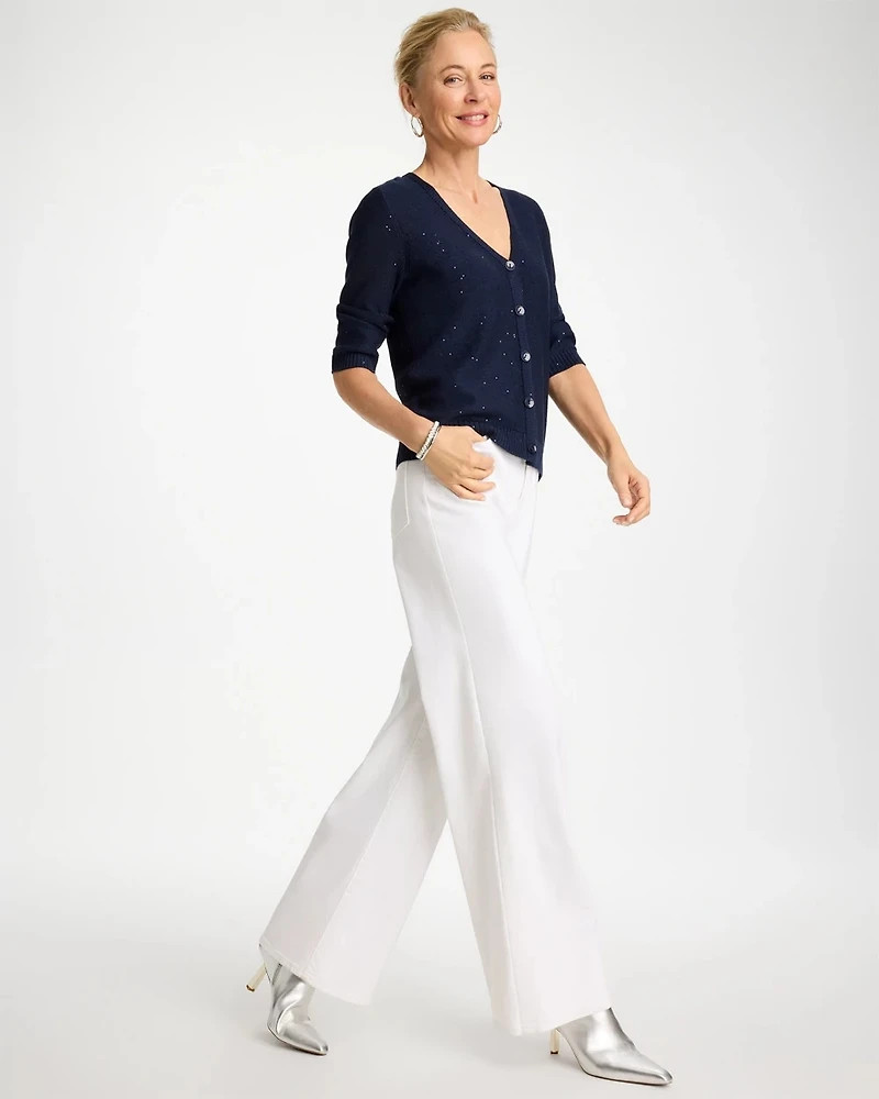 Stitchy Sequin V-Neck Cardigan
