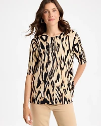 Ella Ikat Print Short-Sleeve Sweater