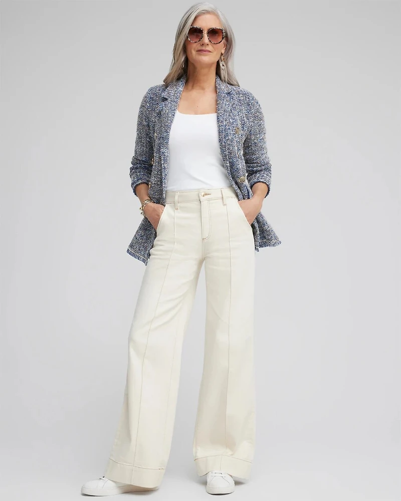 Pintuck High Rise Wide Leg Jeans