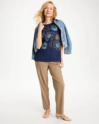 Embroidered Linen Dolman Tee