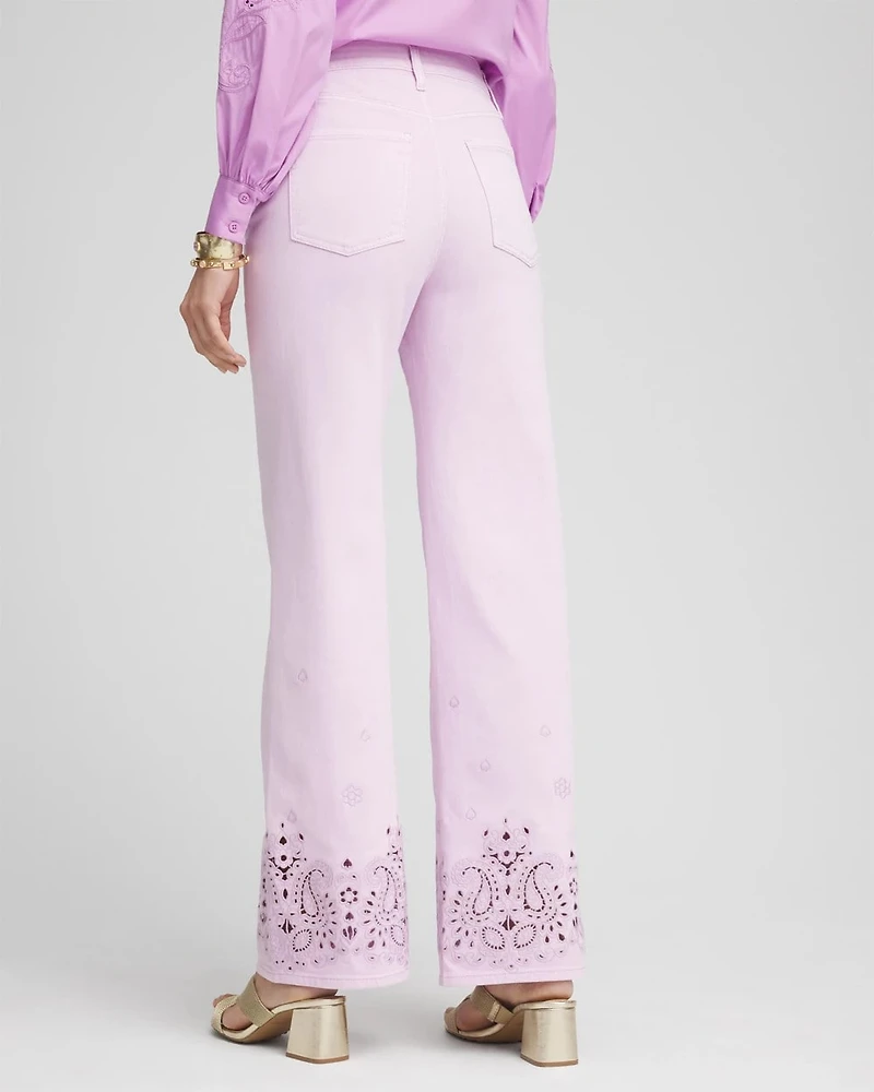 Lavender Eyelet High-Rise Jeans