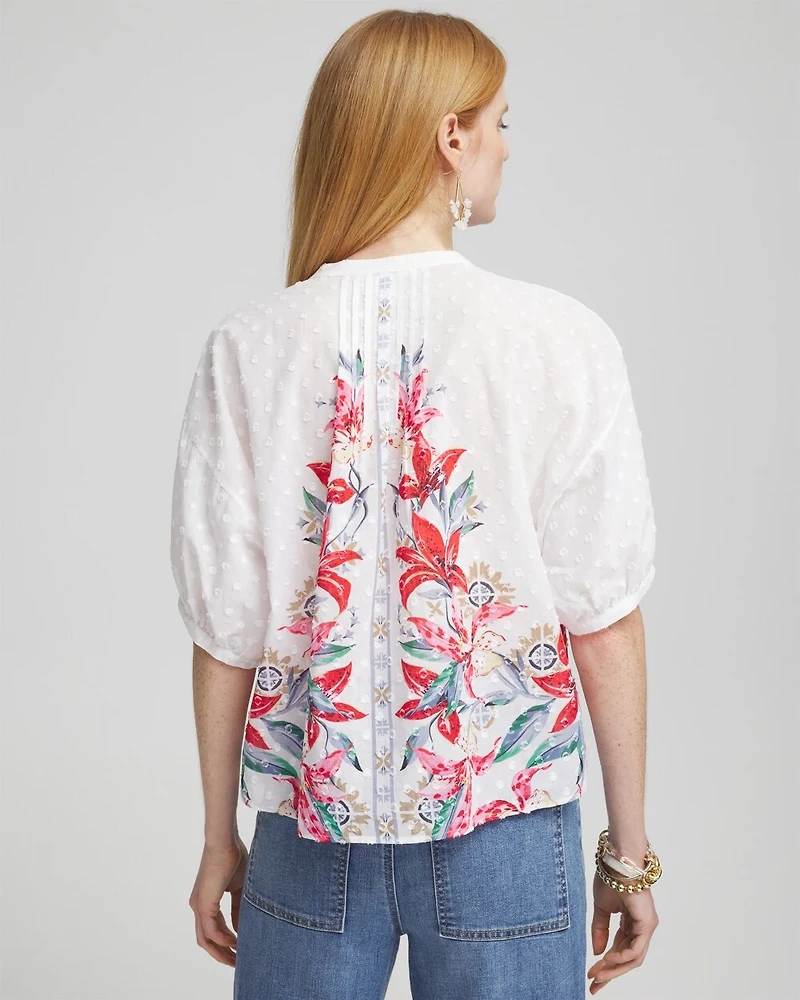 Floral Dolman Sleeve Cotton Shirt