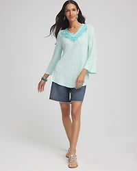 Linen Embroidered V-Neck Tunic
