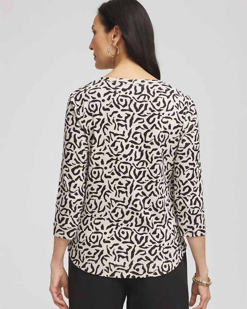 Animal Print Pima 3/4 Sleeve Tee