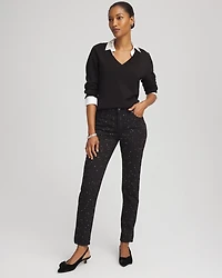 Stone Embellished Girlfriend Slim Ankle Jeans