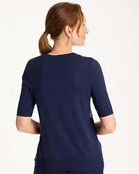 Ella Short-Sleeve Floral Sweater