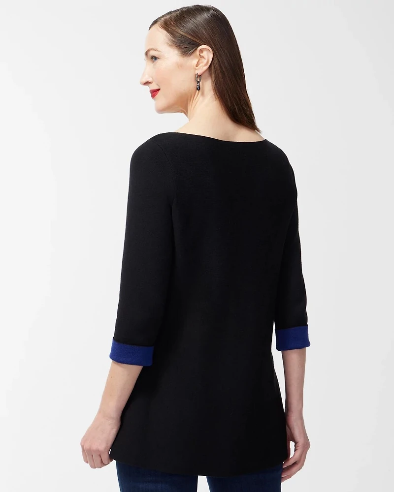 Black Double Knit Pullover Sweater
