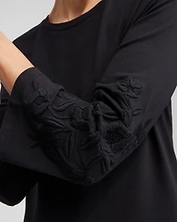 Floral Embroidered Sleeve Tee