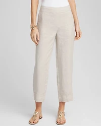 Linen Pull On Waist Cropped Pants