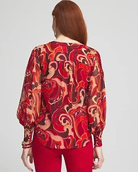 Priya Swirl Pintuck-Sleeve Blouse