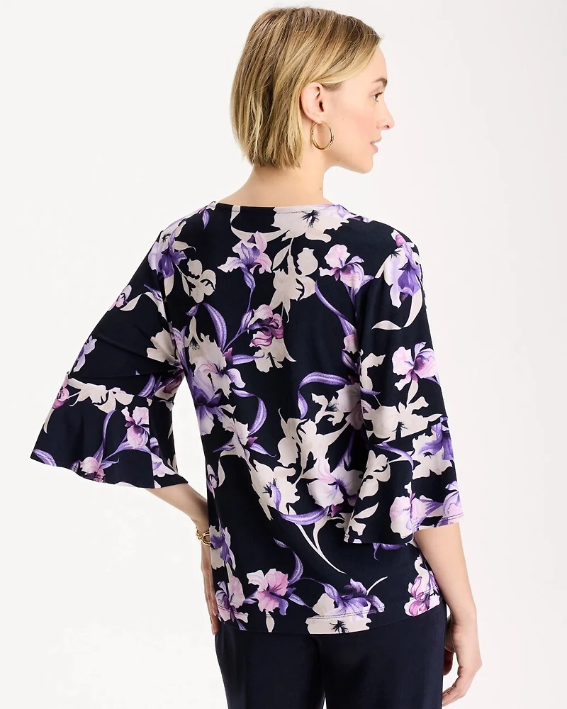 Travelers™ Amethyst Iris Flounce-Sleeve Top