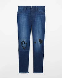 Girlfriend Heart Print Ankle Jeans