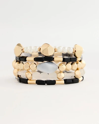 Stretch Set of Five Glam Beaded Bracelets