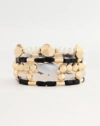 Stretch Set of Five Glam Beaded Bracelets
