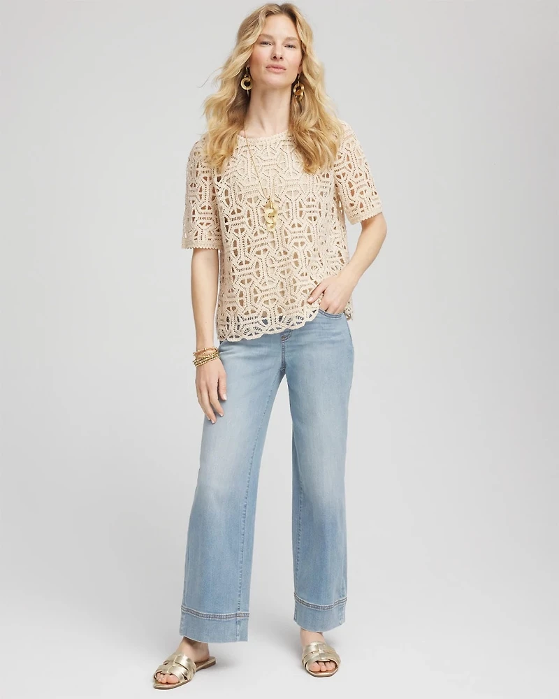 Short-Sleeve Crochet Top