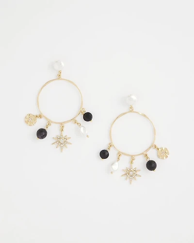 Starry Night Charm Hoop Earrings
