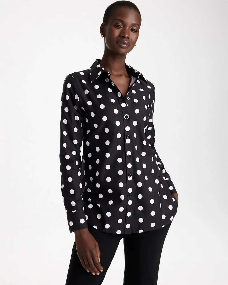 No Iron™ Stretch Polka Dot Shirt