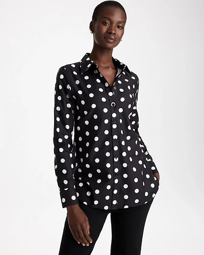 No Iron™ Stretch Polka Dot Shirt