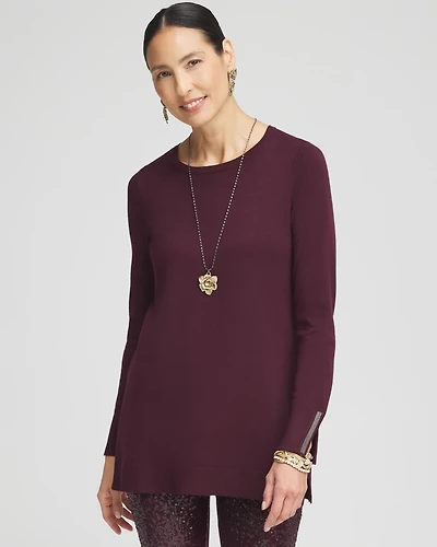 Embellished Crew Neck Sweater Tunic