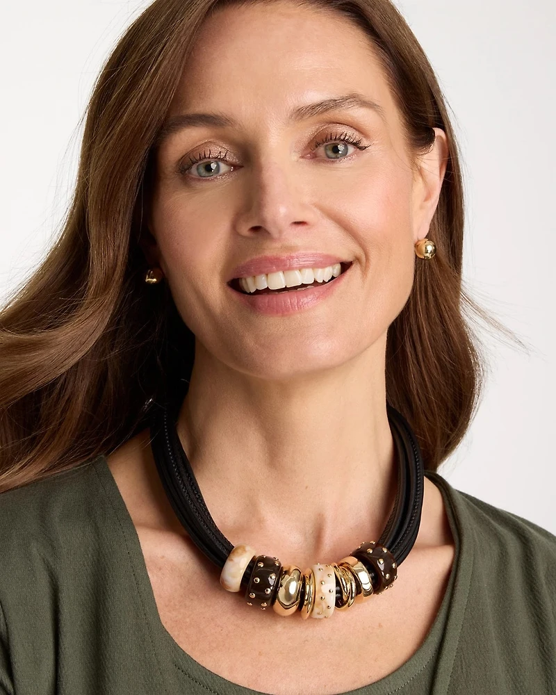 Embellished Rings Corded Necklace